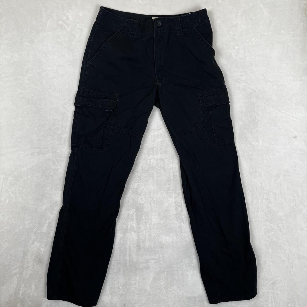 Wrangler Cargo Pants Mens 32x32 Black Relaxed Fit Canvas Utility Pockets Casual